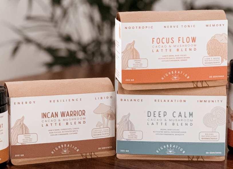 highbrations-organic-nootropic-cacao Highbrations Latte Blend in Incan Warrior, Deep Calm and Focus Flow variants