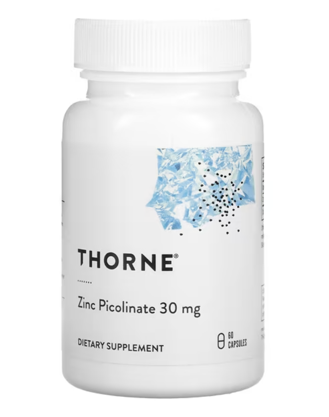 zinc-piccolinate-thorne A bottle of Zinc Picolinate 30 mg by Thorne