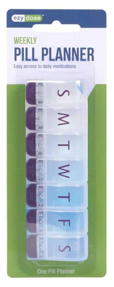 weekly pill planner container from Sundays to Saturdays